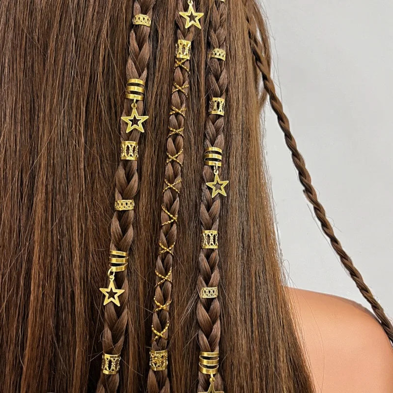 36pcs Star Hair Braid Rings – DIY Dreadlock Bead Clips Hair Braid Rings PLUSH