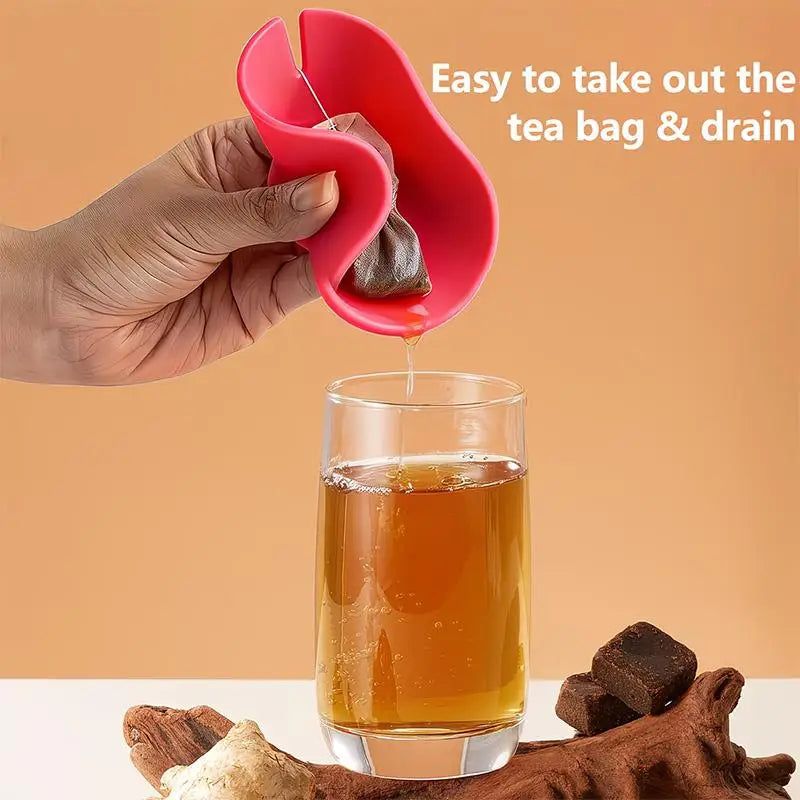 Silicone Tea Bag Holder Squeezer & Mug Lid – Reusable Set Tea Bag Holder PLUSH