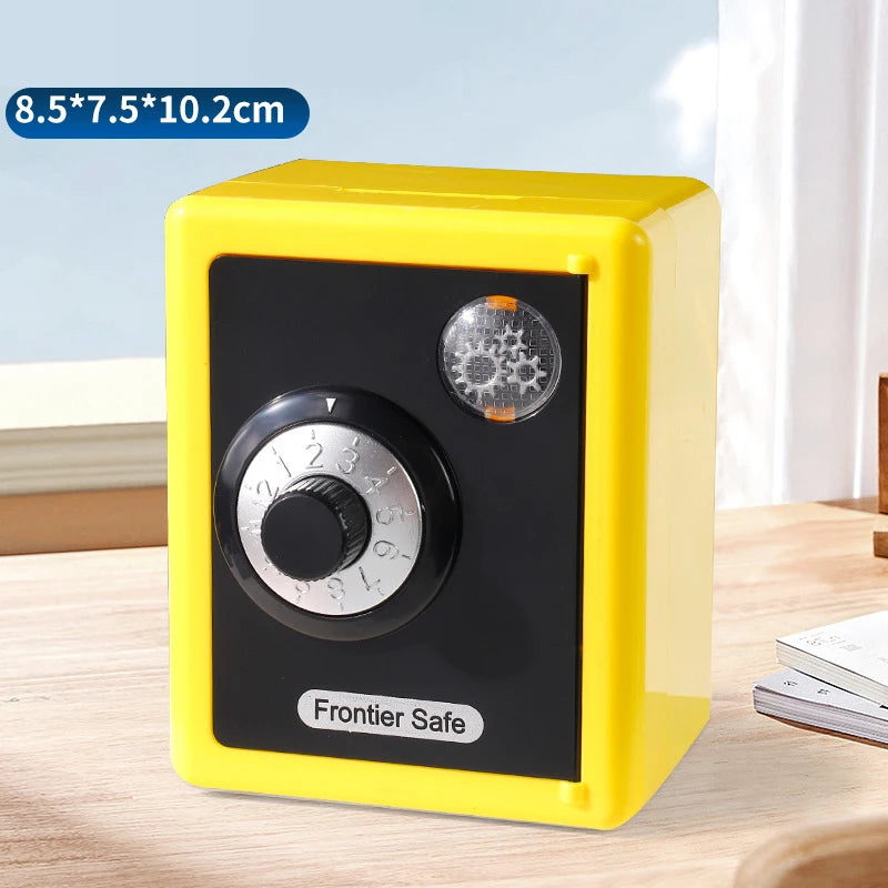 Kids Combination Lock Piggy Bank – Mini Password Coin Safe Box Kids Coin Safe PLUSH Yellow