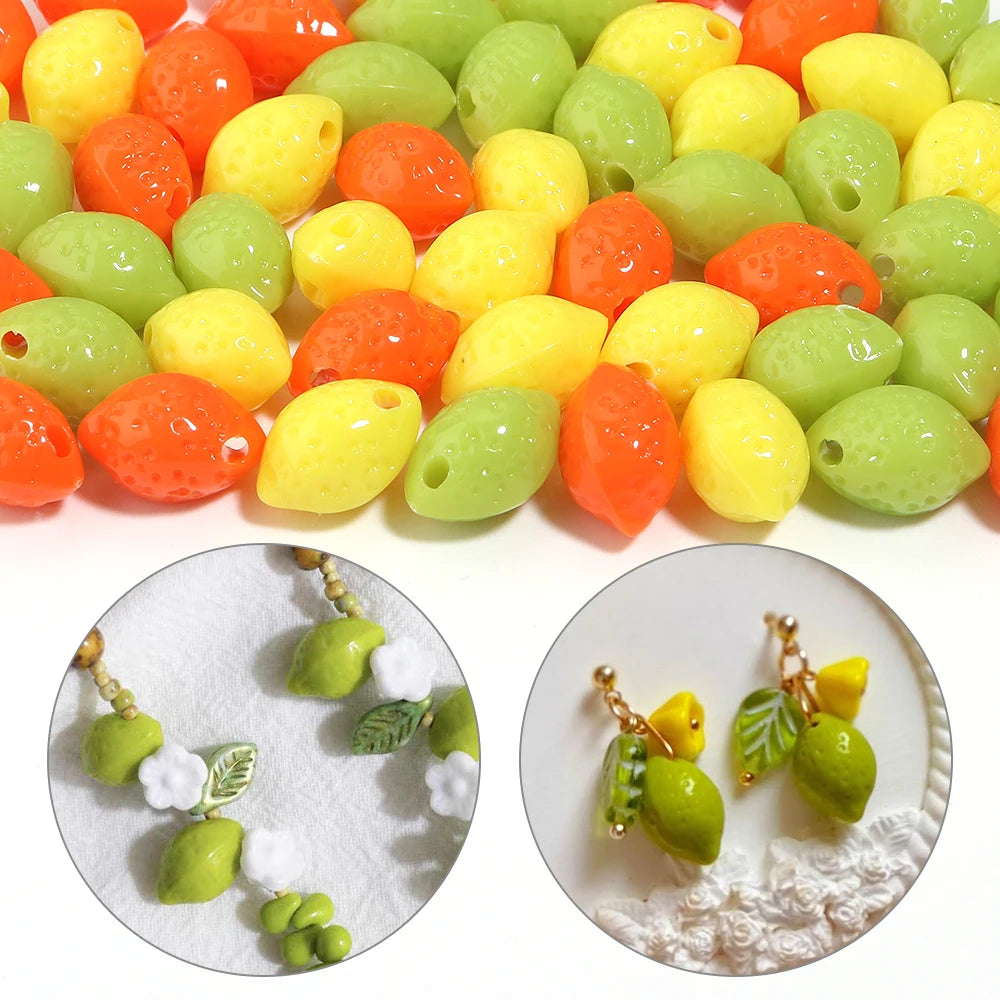 30pcs Lemon Acrylic Fruit Spacer Beads for DIY Jewelry Making Acrylic Spacer Beads PLUSH