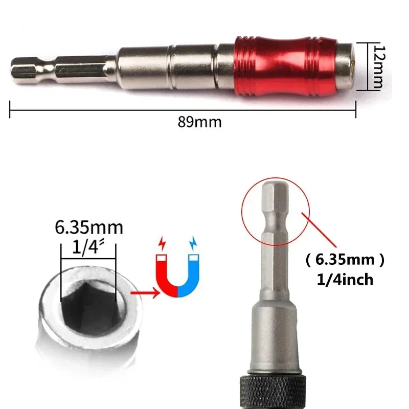 1/4" Hex Magnetic Drill Bit Extension Rod Quick Change Holder Drill Bit Holder PLUSH