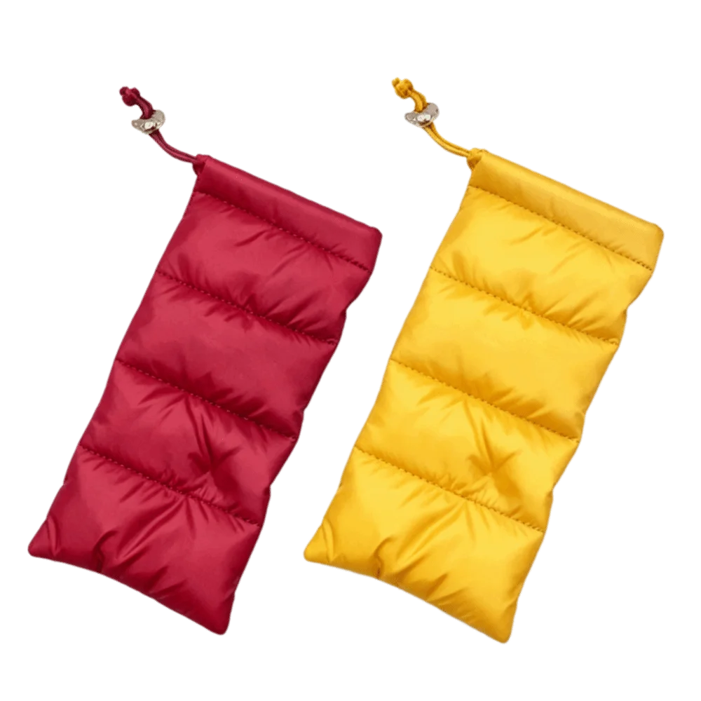 Quilted Padded Eyeglass Case – Soft Drawstring Glasses Bag Eyeglass Case PLUSH Red-Yellow