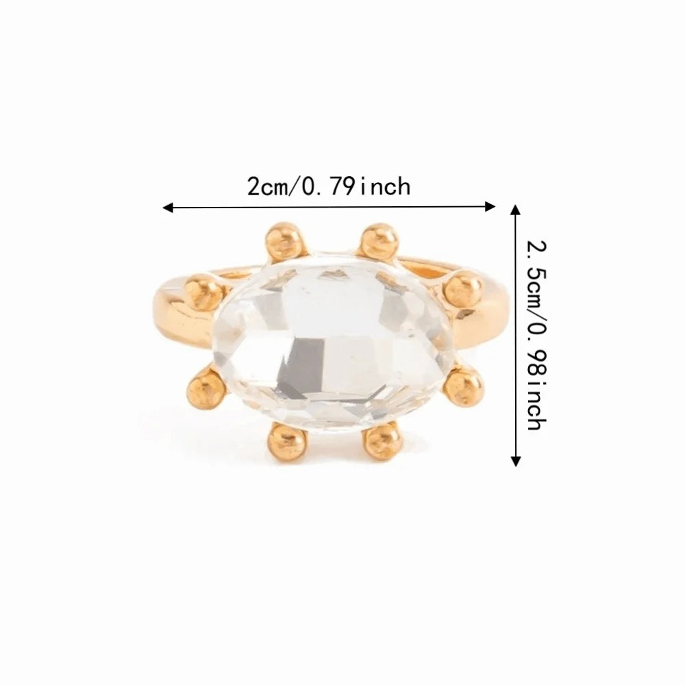 Multicolor Oval Rhinestone Stackable Ring – Candy Color Statement Rhinestone Statement Ring PLUSH