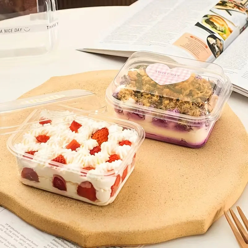 Transparent Disposable Cake Boxes with Lid – 5/15/25pcs Disposable Cake Box PLUSH