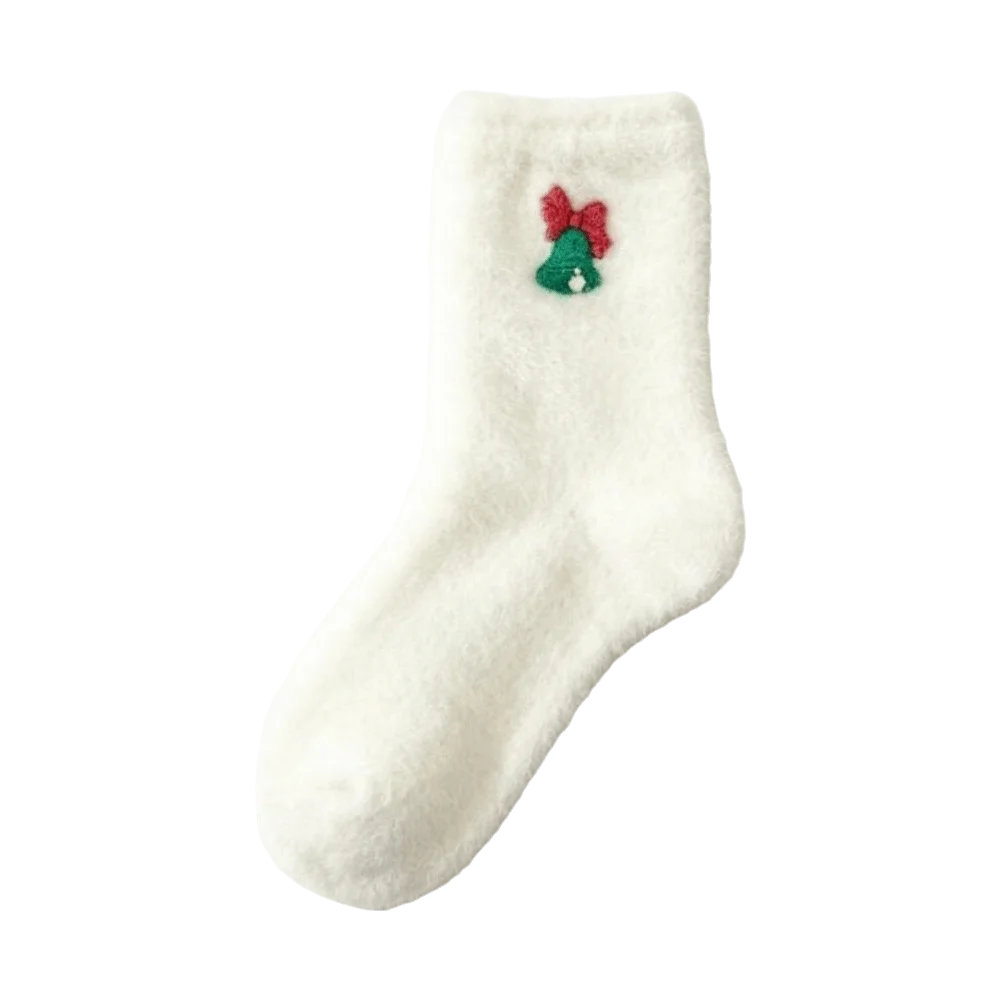 Furry Christmas Plush Socks – Warm Women's Holiday Tube Socks Holiday Plush Socks PLUSH Bell One Size