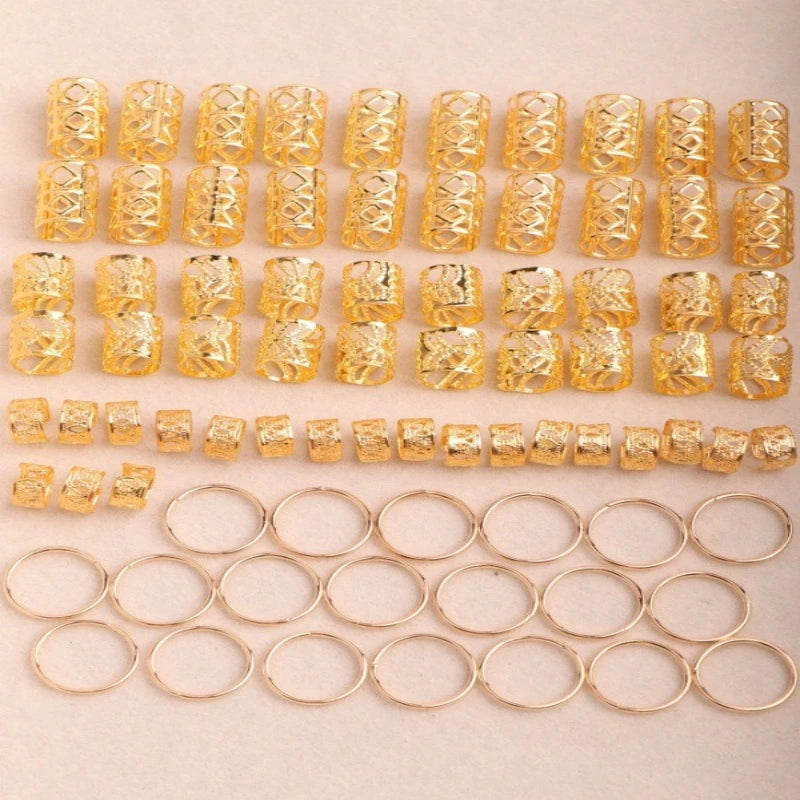 80pcs Metal Hair Braid Cuffs – Dreadlock Rings & Clips Set Hair Braid Cuffs PLUSH