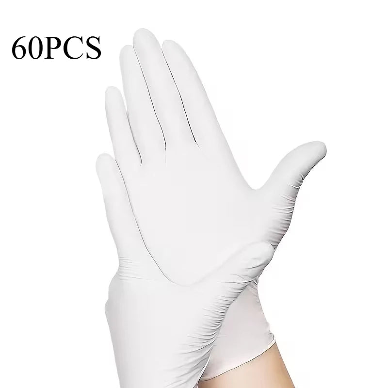 White Nitrile Disposable Gloves 30/60pcs – Waterproof Cleaning Disposable Cleaning Gloves PLUSH 60PCS L