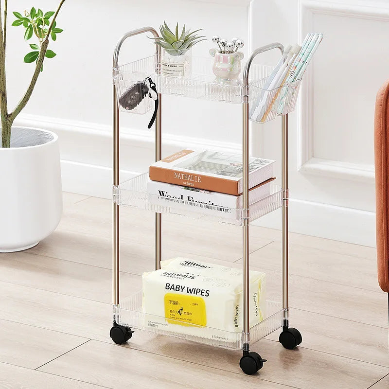 Transparent Multi-Layer Storage Cart Rack – Bathroom & Bedroom Storage Cart Rack PLUSH