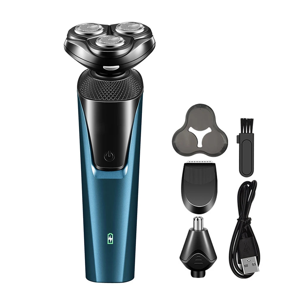 Raugee 3-in-1 Men's Electric Shaver & Beard Trimmer USB Electric Shaver PLUSH Blue USB Type-C