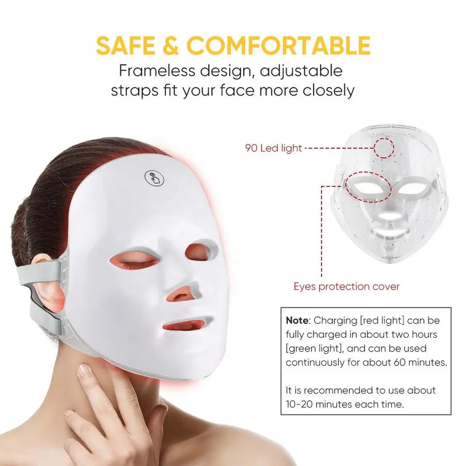 CAMMUO 7-Color LED Facial Mask | Photon Therapy Skin Care LED Facial Mask PLUSH
