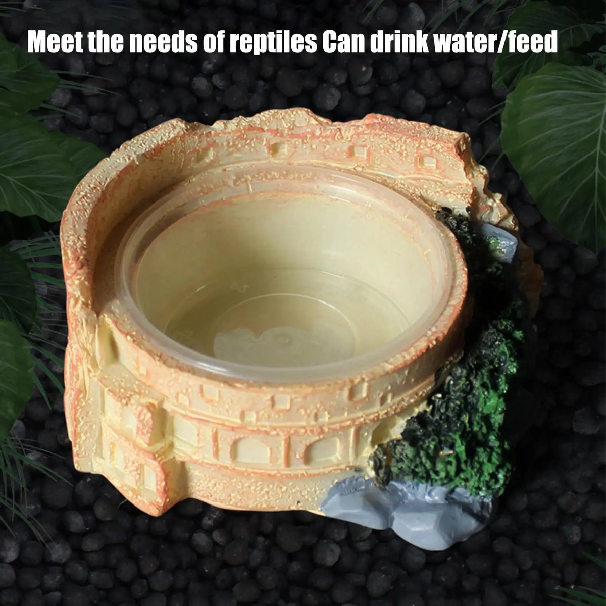 Tree Stump Reptile Feeding Dish & Water Bowl | Resin Terrarium Reptile Feeding Dish PLUSH