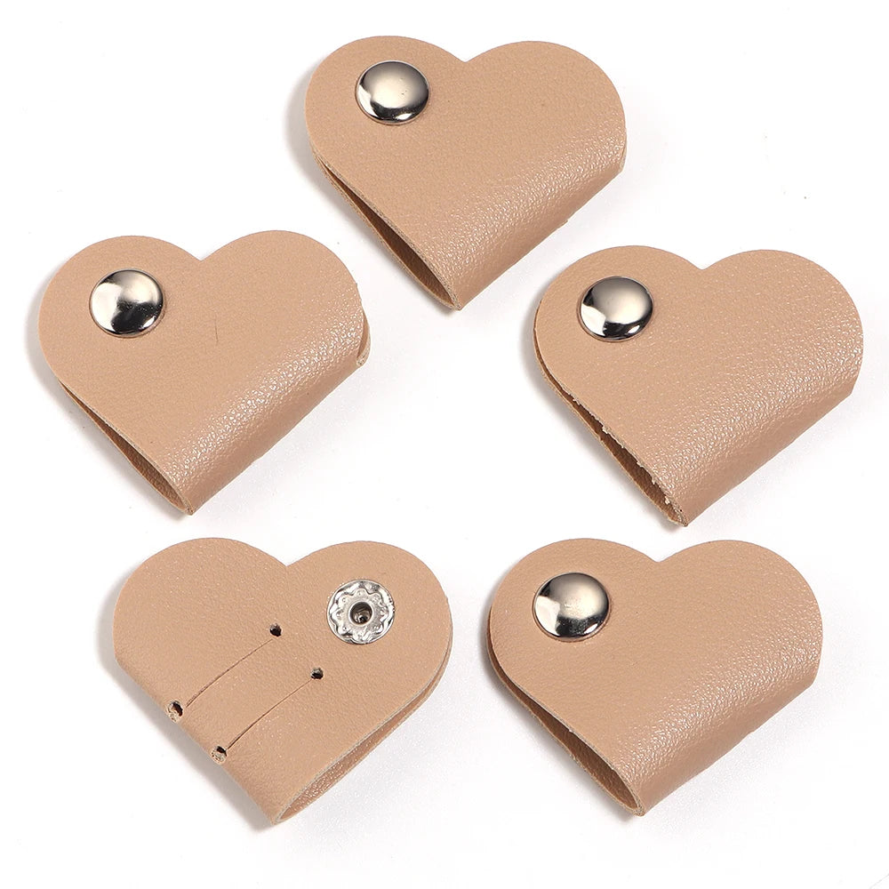 5pcs Heart PVC Cable Clips – Cord & Wire Organizer Holder Cable Organizer Clips PLUSH khaki