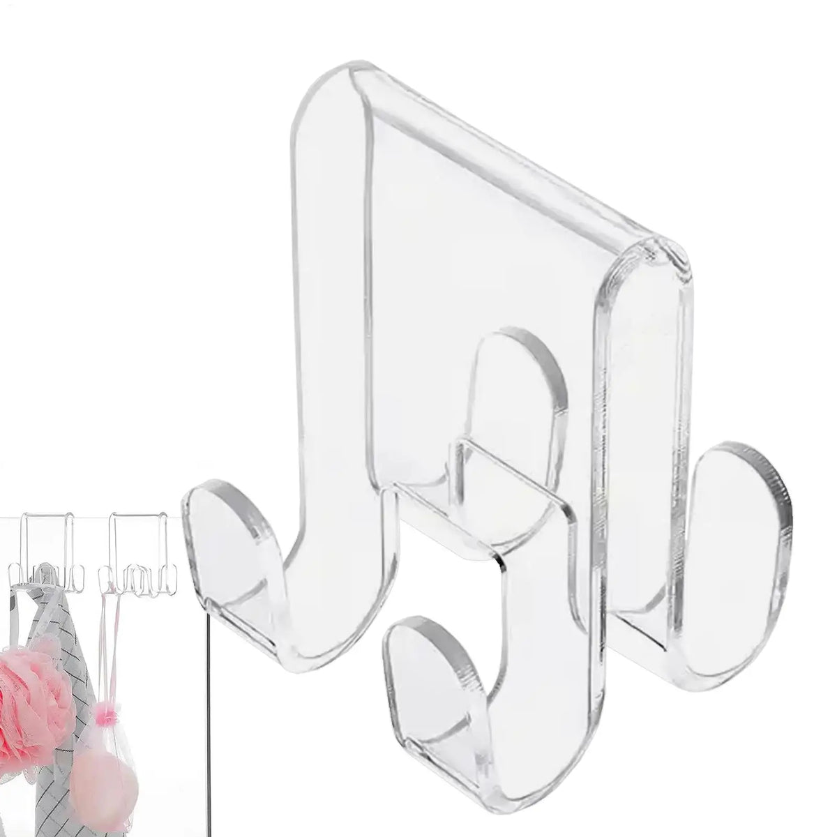 Acrylic Over Glass Door Hook – No-Drill Shower & Cabinet Hanger Over Door Hook PLUSH