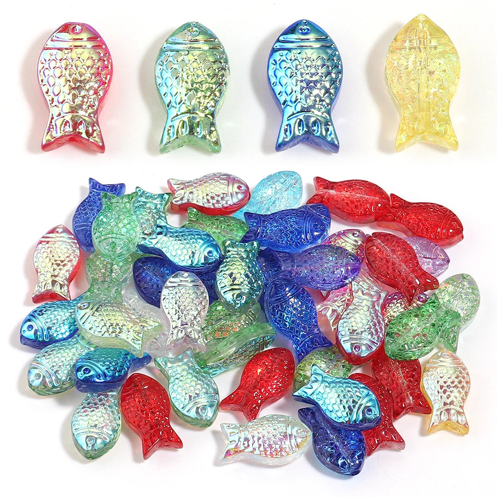 30pcs Fish Glass Spacer Beads Clear AB Color – DIY Jewelry Glass Spacer Beads PLUSH