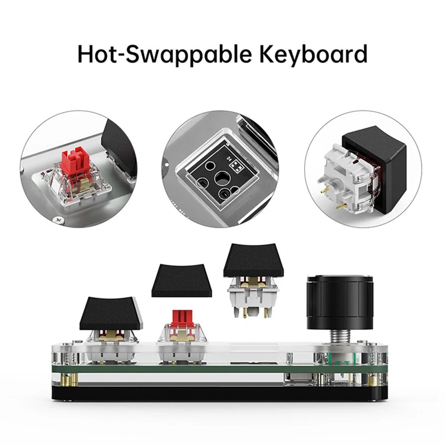 GGBEE RGB Mini Macro Mechanical Keypad 3 Keys & Knob Macro Keypad PLUSH