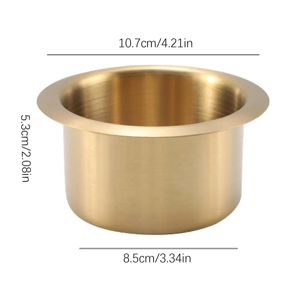 Stainless Steel Recessed Cup Holder Insert – Car Boat Truck Recessed Cup Holder PLUSH M Gold