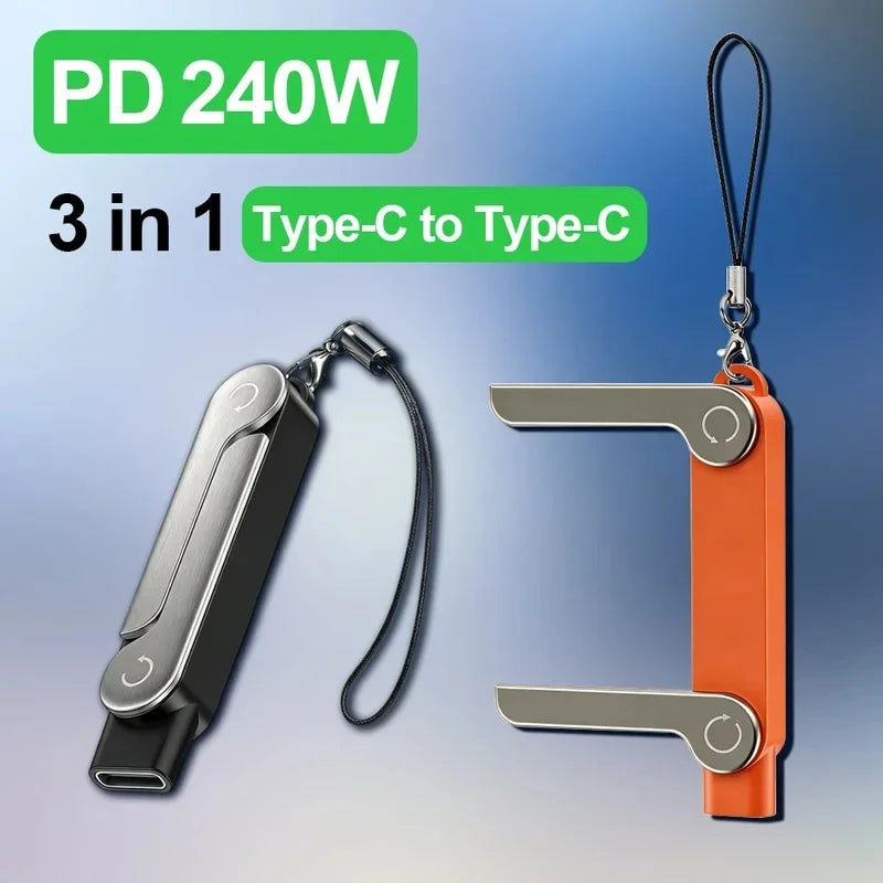 USB-C Flat Charging Cable 240W with Foldable Phone Stand USB-C Charging Cable PLUSH