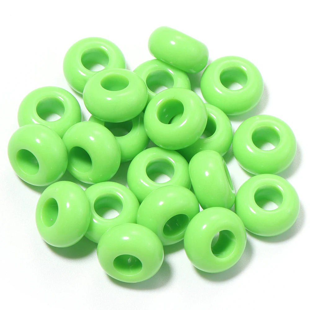 50pcs Multicolor Big Hole Acrylic Abacus Spacer Beads – DIY Acrylic Spacer Beads PLUSH light green
