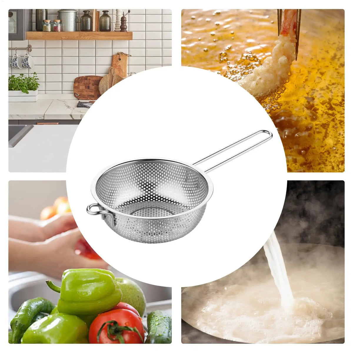 Stainless Steel Colander Basket & Kitchen Strainer – Multi-Use Kitchen Colander Strainer PLUSH