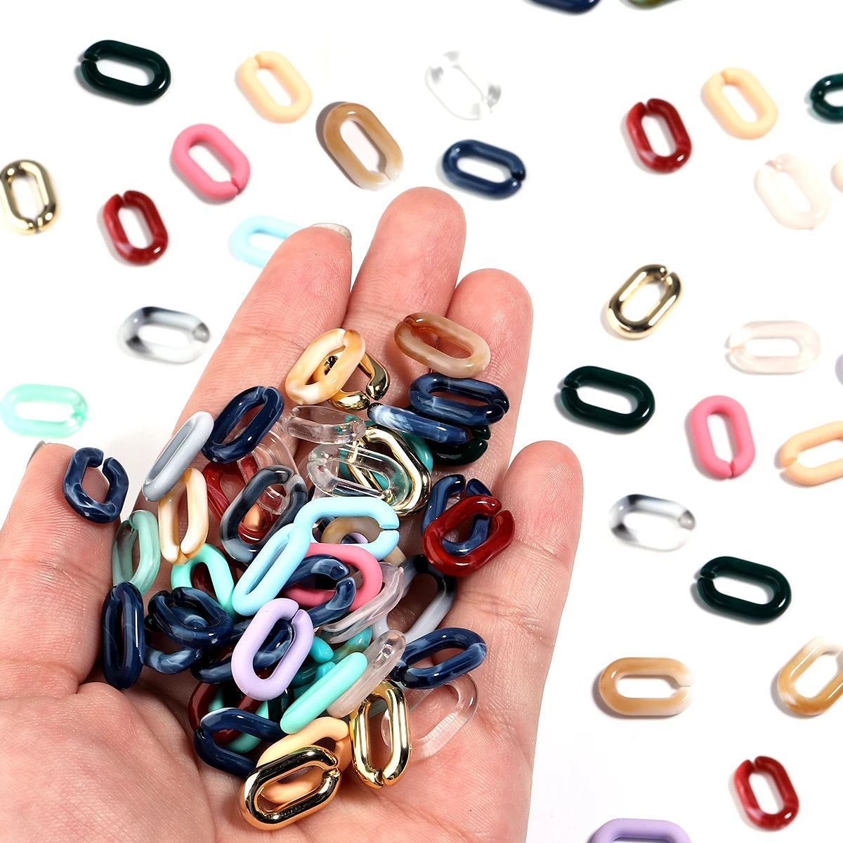 30pcs Colorful Acrylic U-Shape Link Clasps 9x15mm DIY Jewelry Jewelry Clasps PLUSH