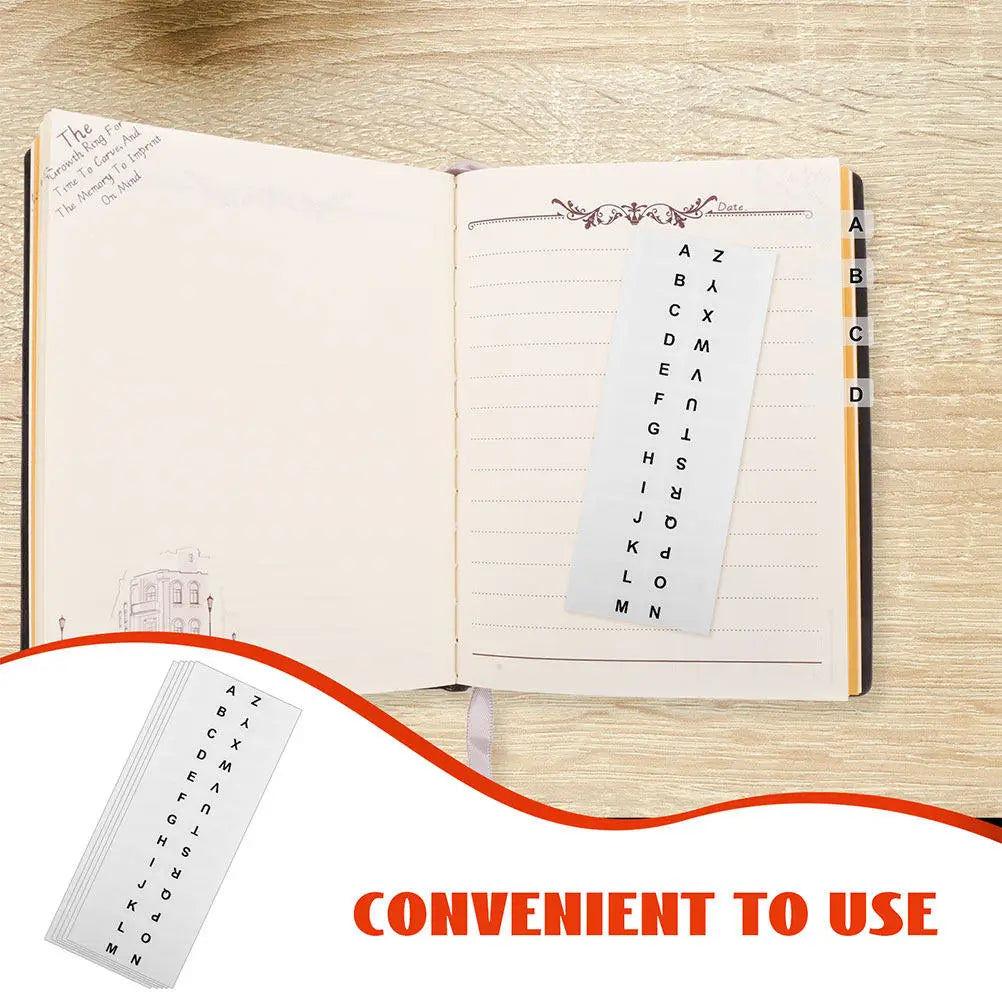 A–Z Alphabet Index Tabs 10 Sheets – White Writable Page Markers Index Tab Stickers PLUSH