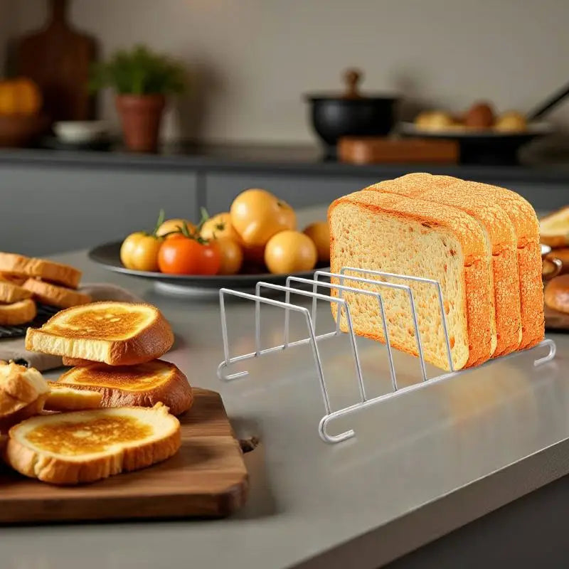 Stainless Steel 8-Slot Toast Rack & Bread Holder for Kitchen Kitchen Bread Rack PLUSH