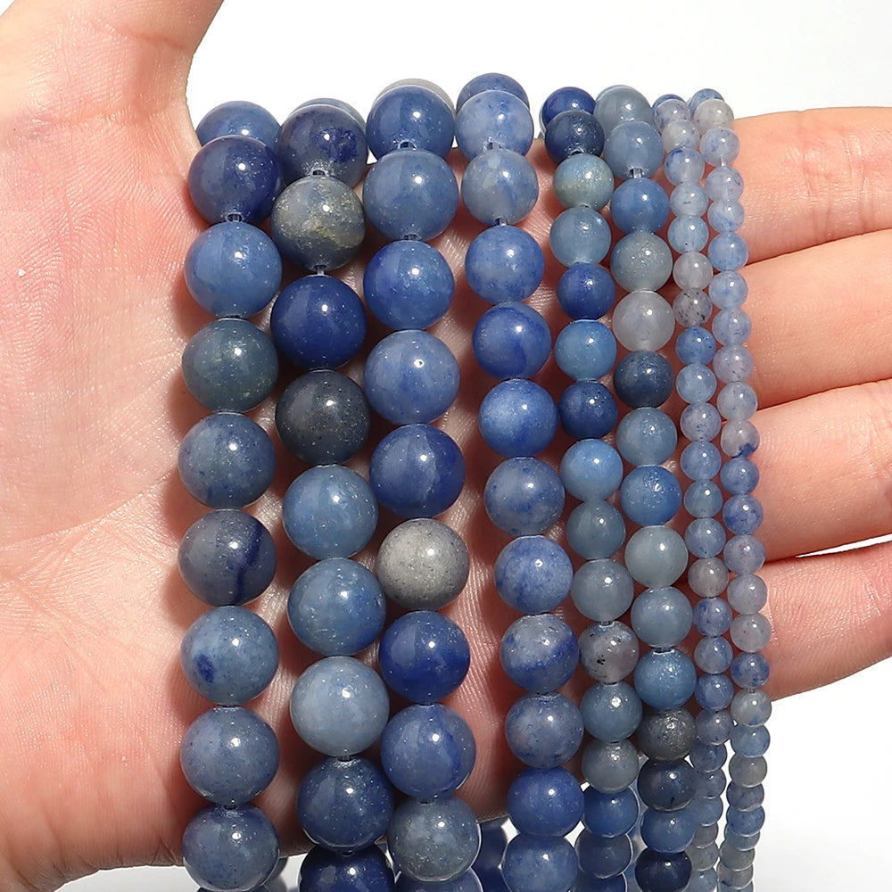 Natural Blue Aventurine Matte Stone Beads 4–12mm | DIY Jewelry Stone Spacer Beads PLUSH