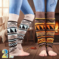 Bohemian Knit Leg Warmers – Color Block Boot Socks for Women Knit Leg Warmers PLUSH Mix 2Pairs One Size