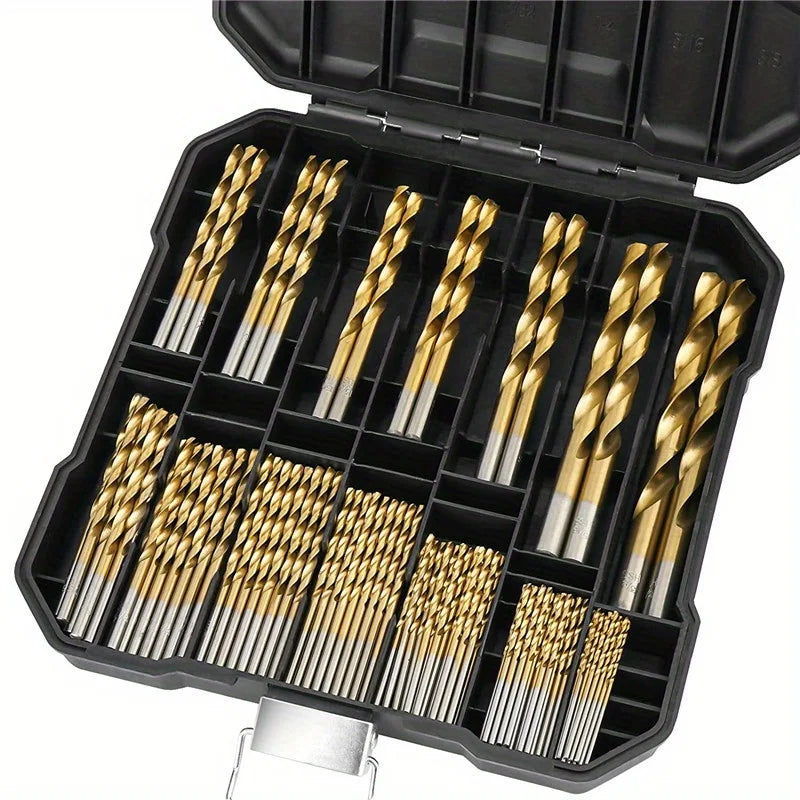 99-Piece Titanium Coated Drill Bit Set – Metal Wood Plastic Drill Bit Set PLUSH 1 set