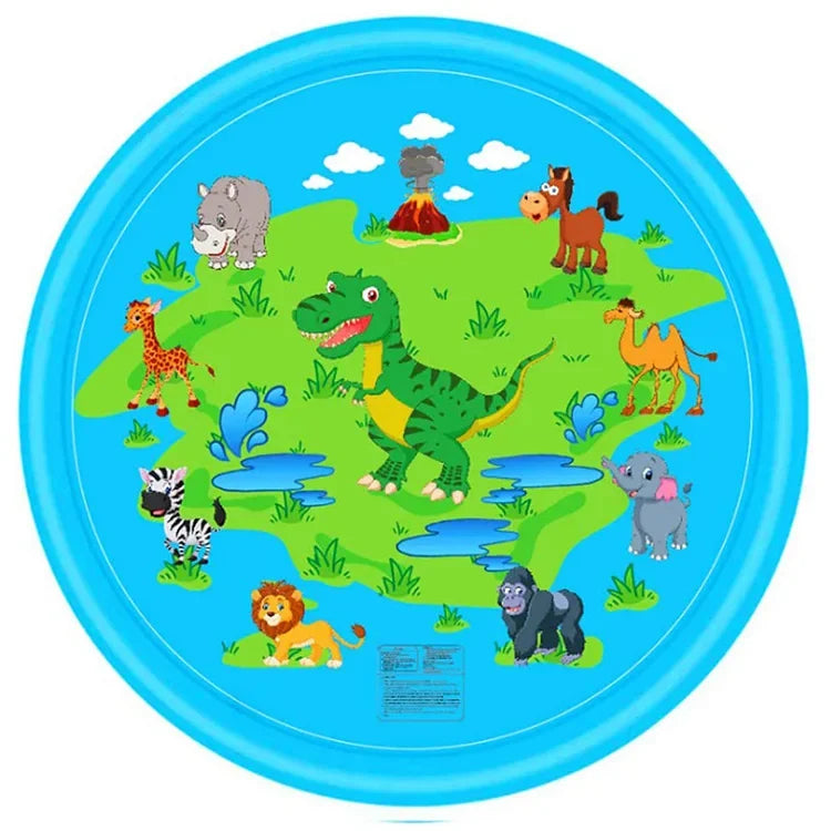 Inflatable Splash Pad Water Play Mat for Kids & Pets – 170cm Inflatable Splash Pad PLUSH Blue Dinosaur