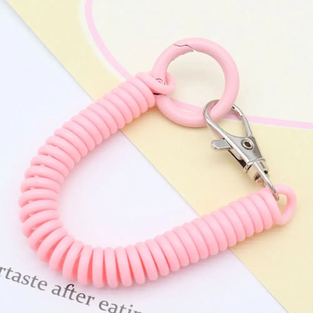 Spiral Spring Coil Key Chain – Metal Lobster Clasp Spring Coil Key Chain PLUSH baby pink