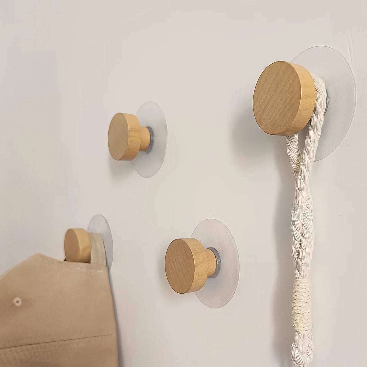 Geometric Wood Wall Hooks – Coat & Towel Hanger Set of 4 Wooden Wall Hooks PLUSH