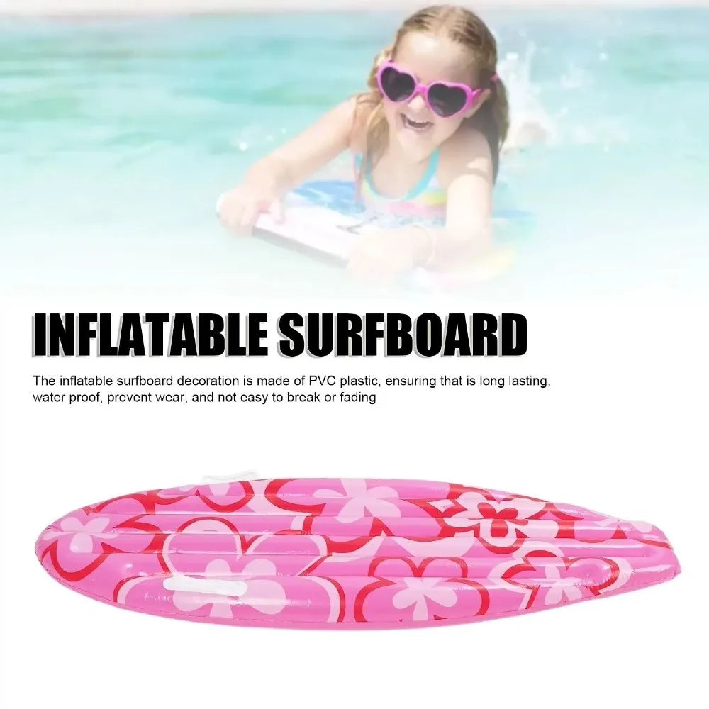 Inflatable Surfboard Pink Flower Pattern – 110cm PVC Pool Board Inflatable Surfboard PLUSH