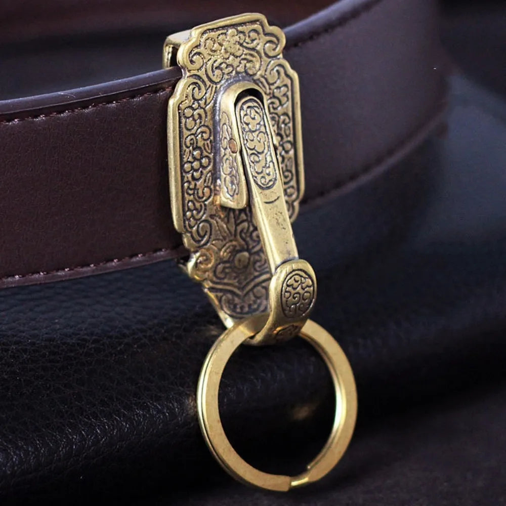 Solid Brass Belt Buckle Snap Clasp Key Ring – DIY Leather Craft Brass Snap Clasp PLUSH With Ring