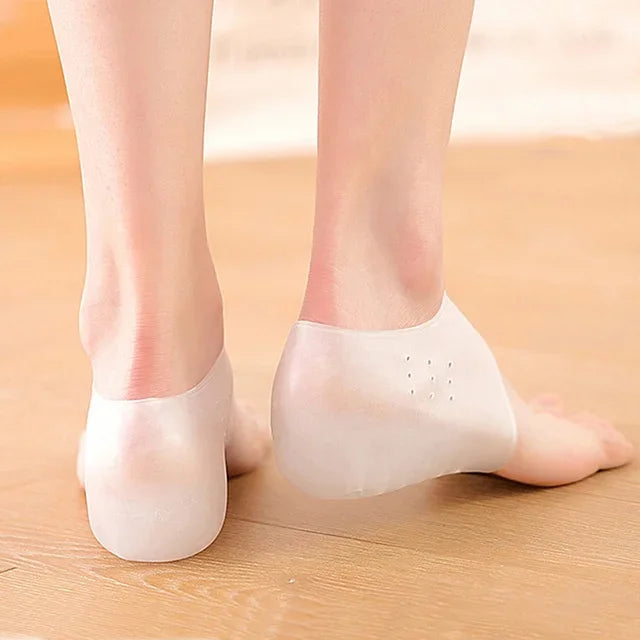 5CM Height Increase Silicone Gel Heel Pads & Arch Support Insoles Heel Lift Insoles PLUSH 4cm White