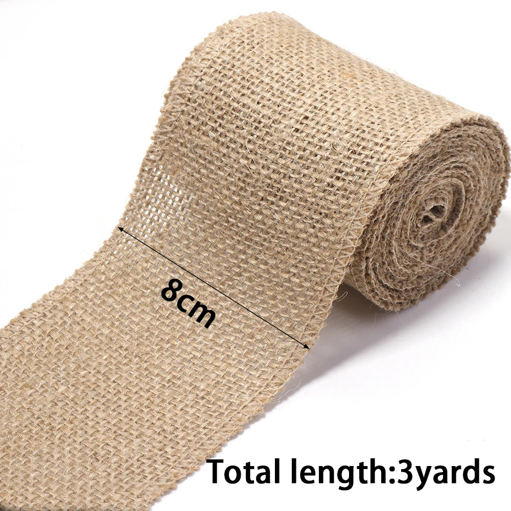 Rustic Jute Burlap Ribbon Natural Linen Webbing – DIY Crafts Craft Ribbon PLUSH 80mm