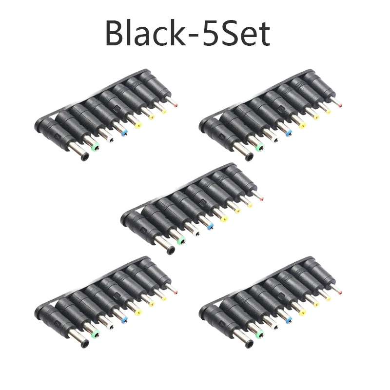 DC Power Adapter 8-Connector Set – Monitor, Router & LED Strip DC Power Adapter PLUSH Black 5Sets