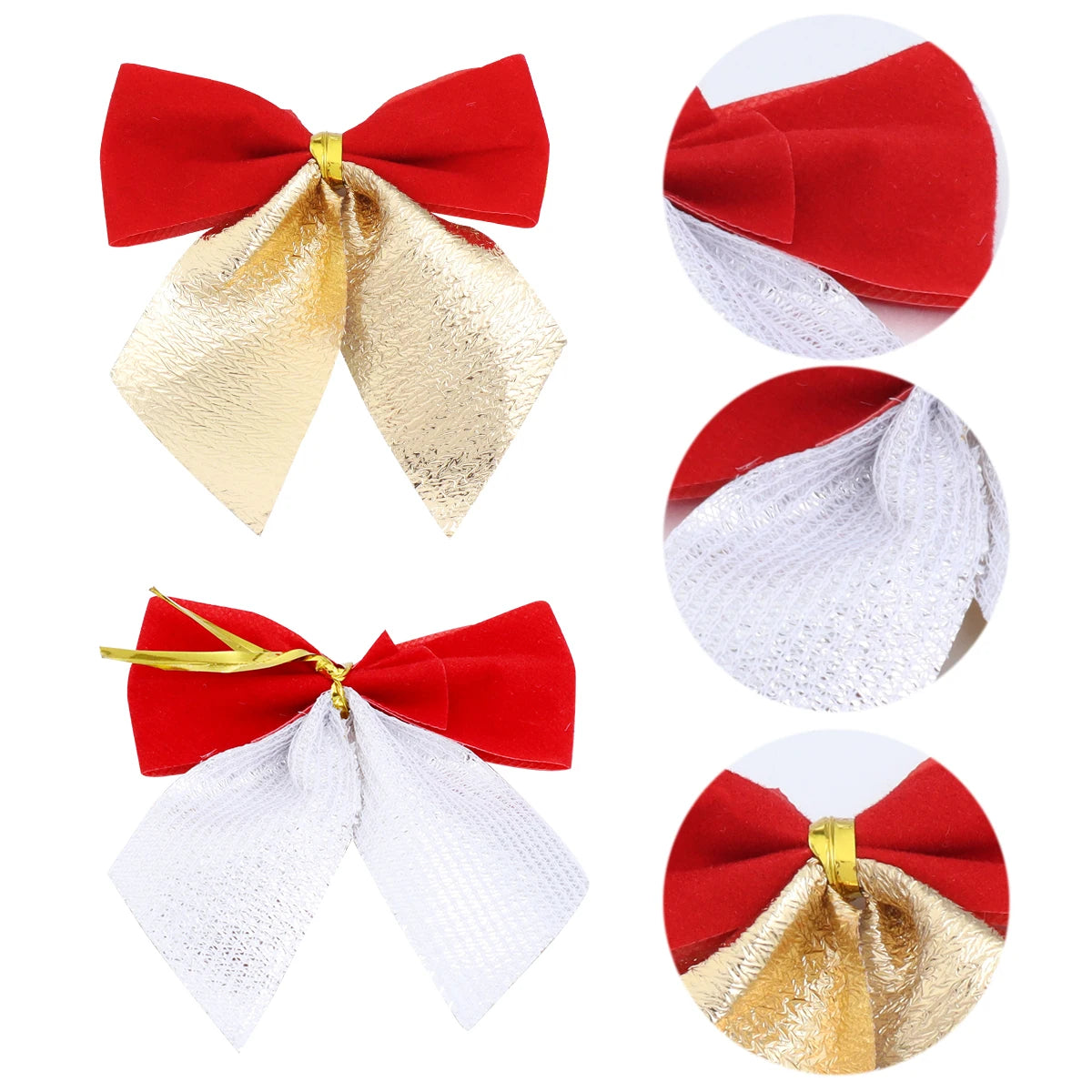 30pcs Handmade Fabric Ribbon Bows Gold Red DIY Gift Decor Decorative Ribbon Bows PLUSH