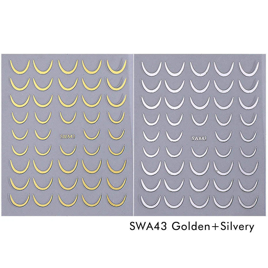 Hollow Bunny Nail Stickers Gold Silver Pink Easter Decals 2pcs Nail Art Stickers PLUSH SWA43 Gold Silver