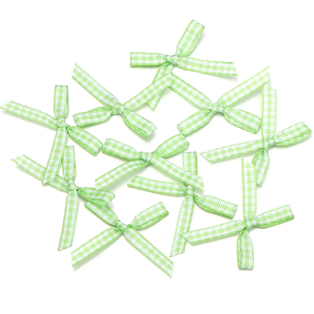 30pcs Plaid Handmade Bows – DIY Headwear & Gift Decoration Craft Bow Accessories PLUSH light green