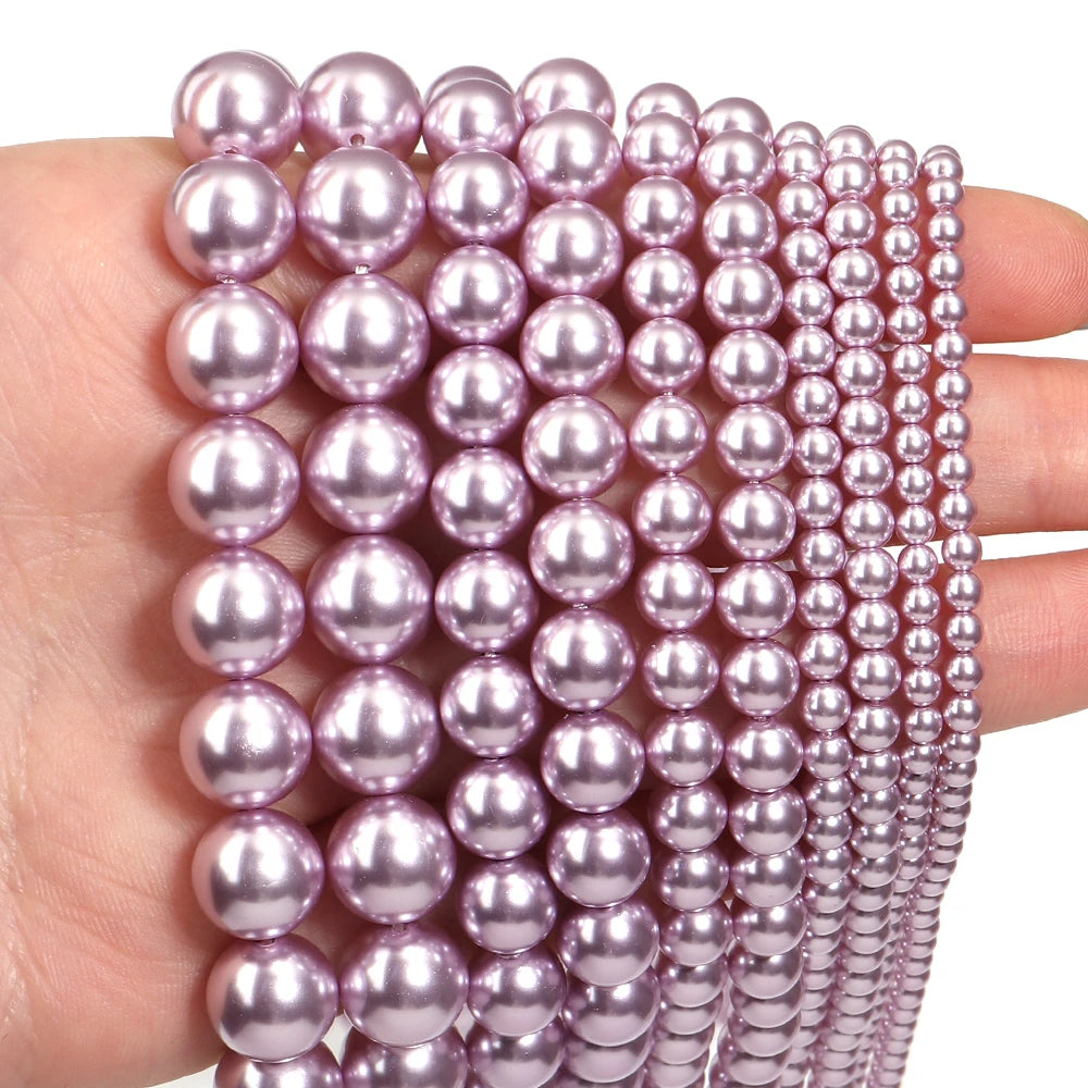 Purple Pearlescent Glass Spacer Beads 3–10mm | Imitation Pearl Glass Spacer Beads PLUSH