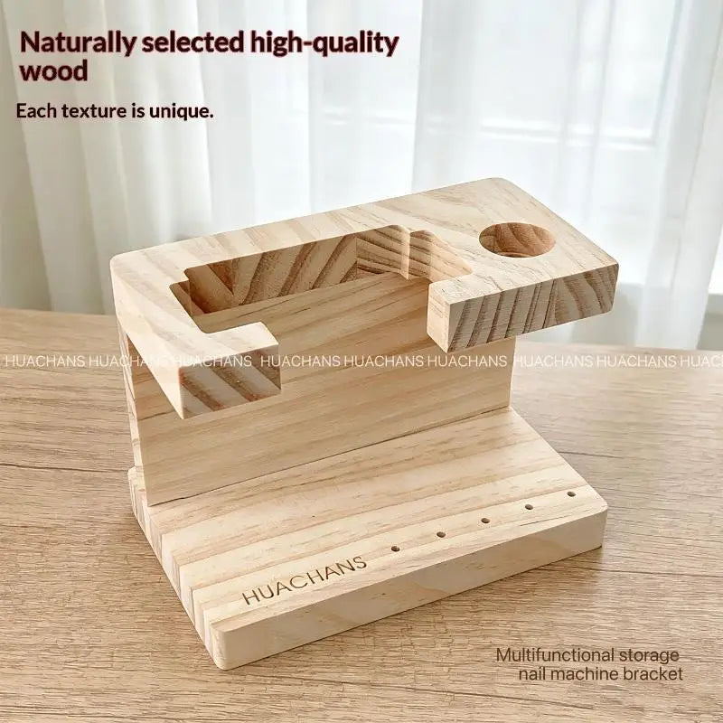Wooden Nail Drill Bit Holder & Manicure Organizer Stand Nail Drill Organizer PLUSH
