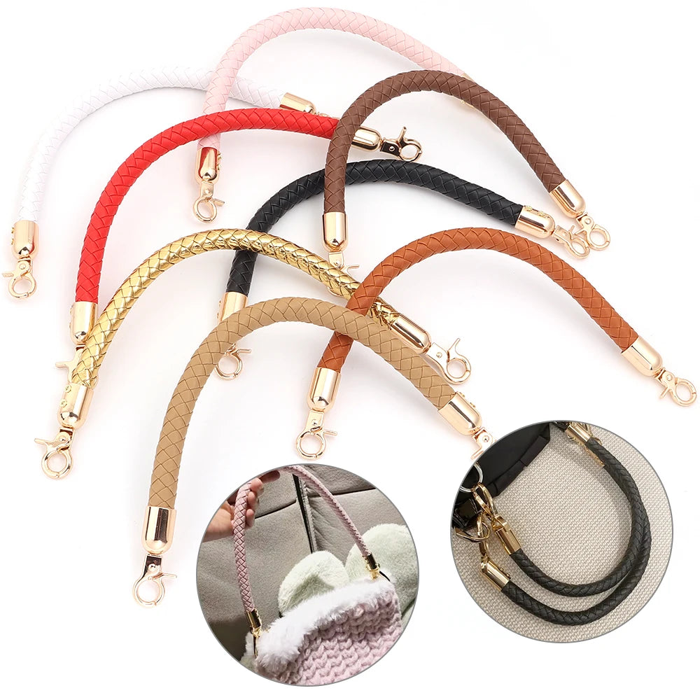 PU Leather Braided Bag Shoulder Strap with Lobster Clasp 30/60cm Bag Replacement Strap PLUSH