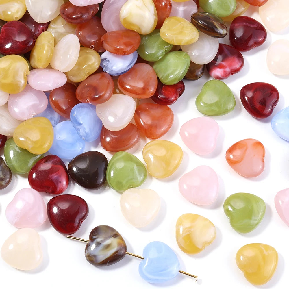 30pcs Dual Color Heart Acrylic Spacer Beads – DIY Jewelry Acrylic Spacer Beads PLUSH