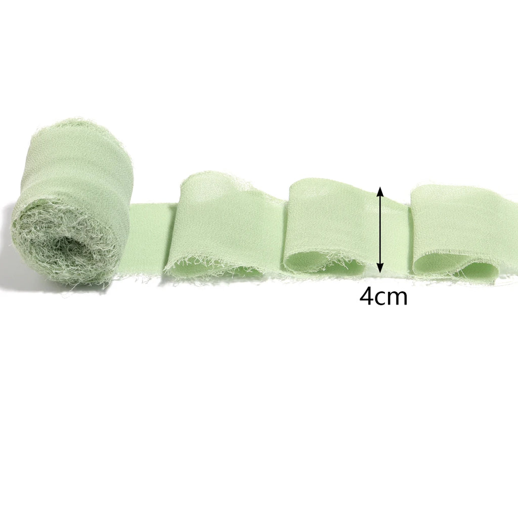 5m Frayed Edge Chiffon Satin Ribbon 4cm – Wedding & Gift DIY Craft Ribbon PLUSH