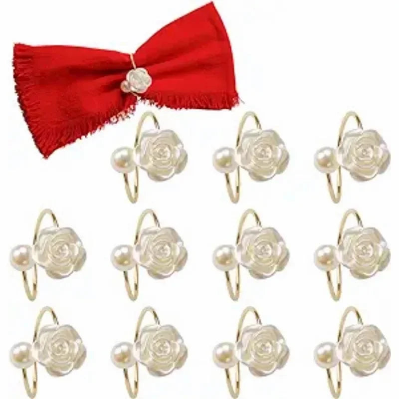 96pcs Pearl Rose Napkin Rings – Wedding & Table Décor Set Napkin Rings PLUSH