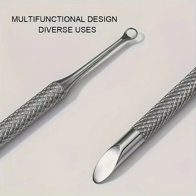 2pcs Stainless Steel Cuticle Pusher & Nail Trimmer Set Nail Care Tool PLUSH