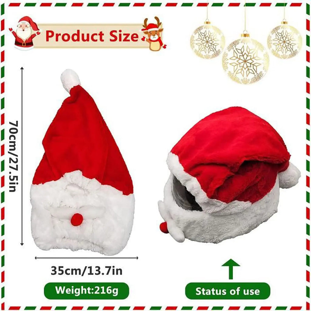Santa Motorcycle Helmet Cover – Christmas Full Face Hat Decor Helmet Cover PLUSH