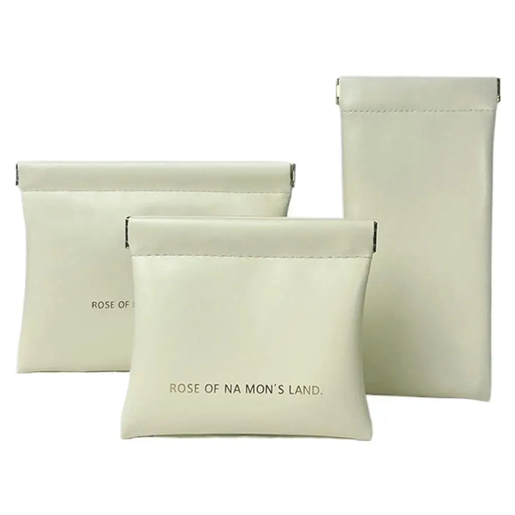 Women's PU Leather Travel Makeup Bag Set – 3-Piece Organizer Travel Makeup Bag PLUSH Beige