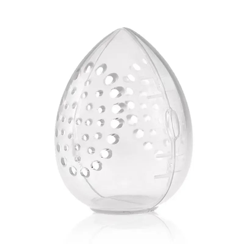 Egg-Shaped Makeup Sponge Storage Box & Blender Drying Stand Makeup Sponge Organizer PLUSH White
